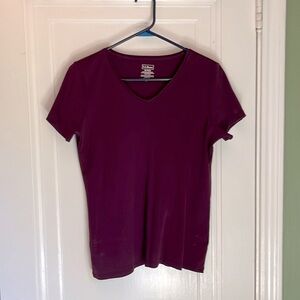 L.L. Bean Plum Women's Pima Cotton Shaped V-Neck, Short-Sleeve